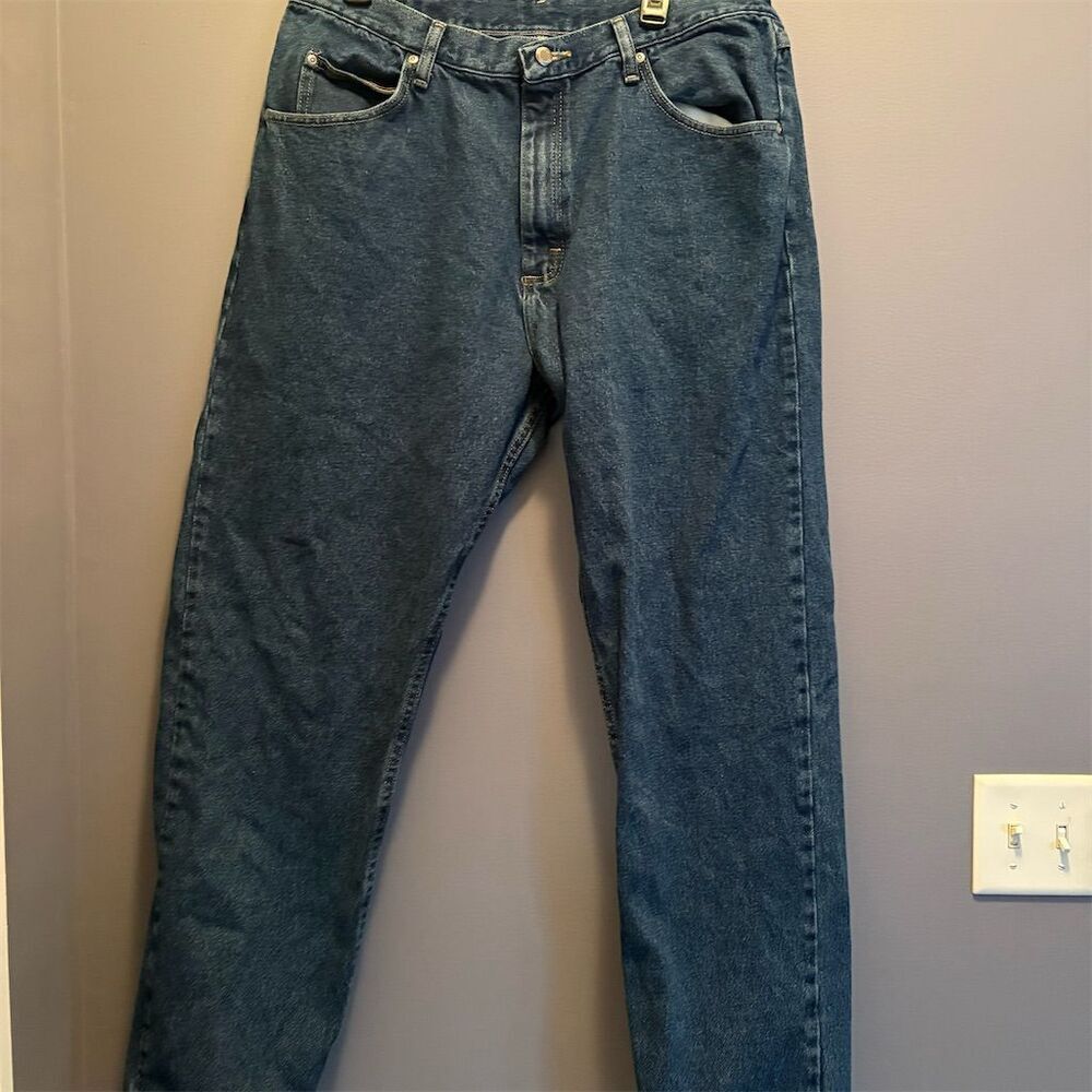 Wrangler Men's Relaxed Fit Straight Jeans Blue Denim Size 38x32